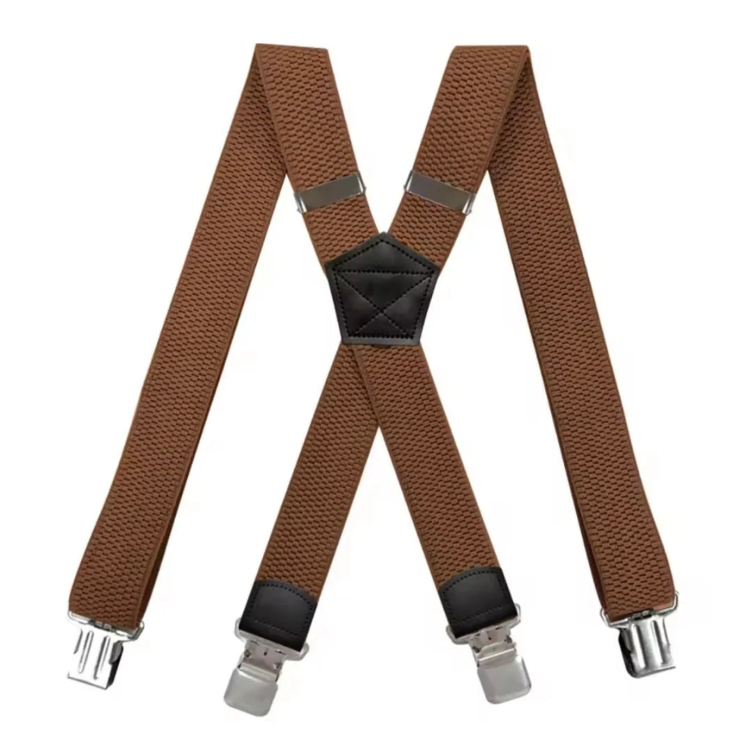 Suspenders X-Back Adjustable Elastic 4 Metal Clips
