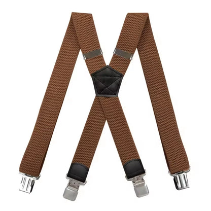 Suspenders X-Back Adjustable Elastic 4 Metal Clips