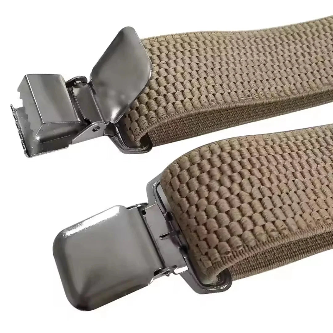 Suspenders X-Back Adjustable Elastic 4 Metal Clips