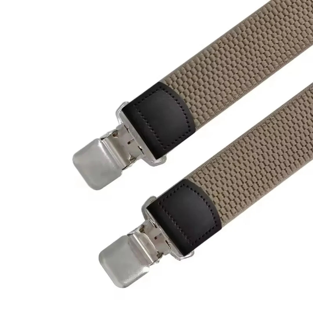 Suspenders X-Back Adjustable Elastic 4 Metal Clips