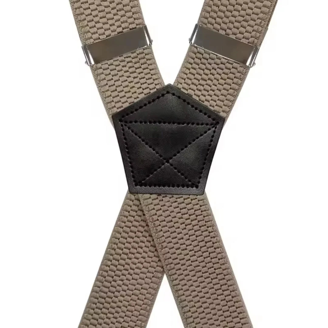 Suspenders X-Back Adjustable Elastic 4 Metal Clips