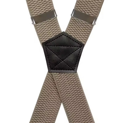 Suspenders X-Back Adjustable Elastic 4 Metal Clips