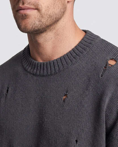 Sweater Unisex Oversized Distressed Knit Ribbed Cuffs