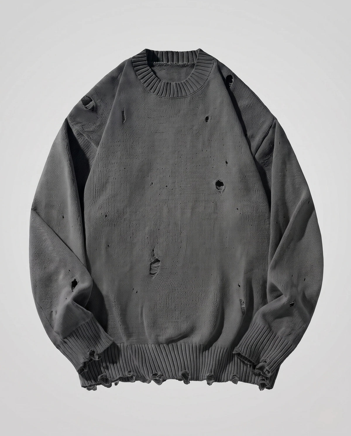 Sweater Unisex Oversized Distressed Knit Ribbed Cuffs