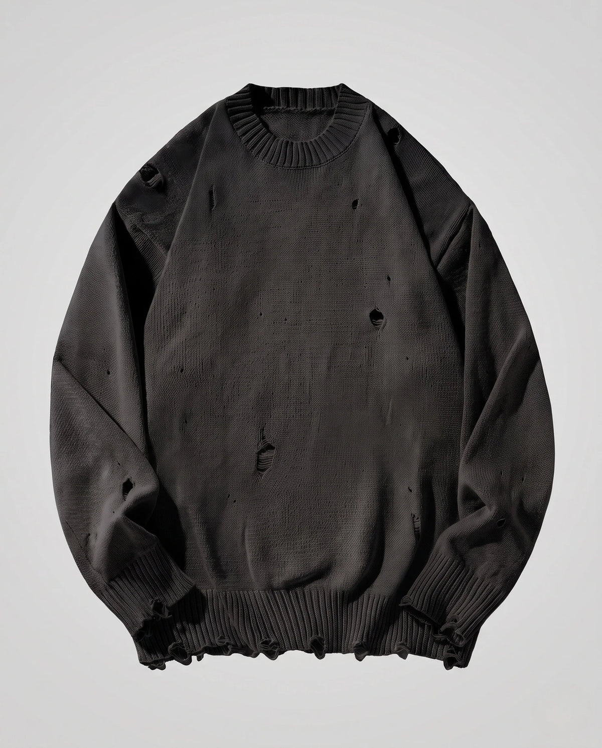 Sweater Unisex Oversized Distressed Knit Ribbed Cuffs