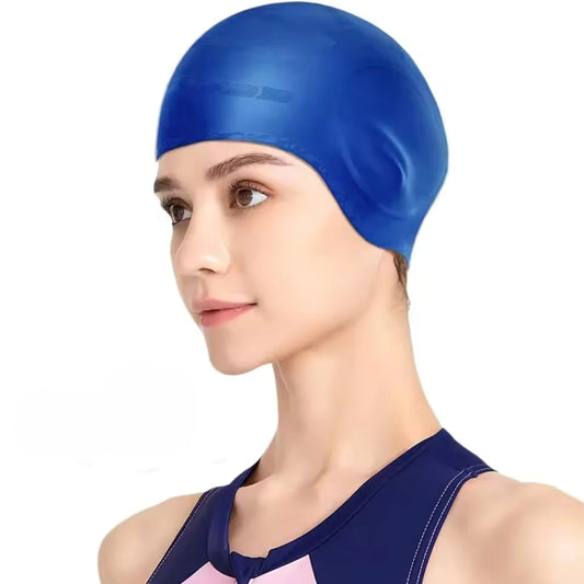 Swim Cap Long Hair Silicone with Ear Pockets
