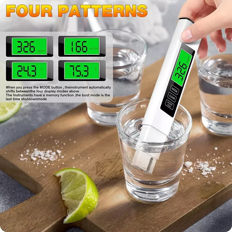 TDS Meter 4-in-1 Titanium Sensor Backlit Display