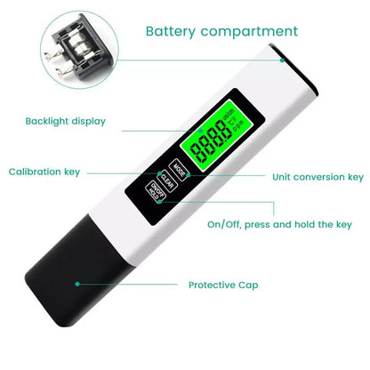 TDS Meter 4-in-1 Titanium Sensor Backlit Display
