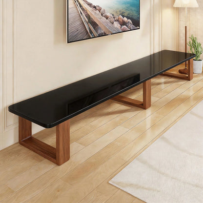 TV Media Console Low-Profile Wood Finish Open Leg Design