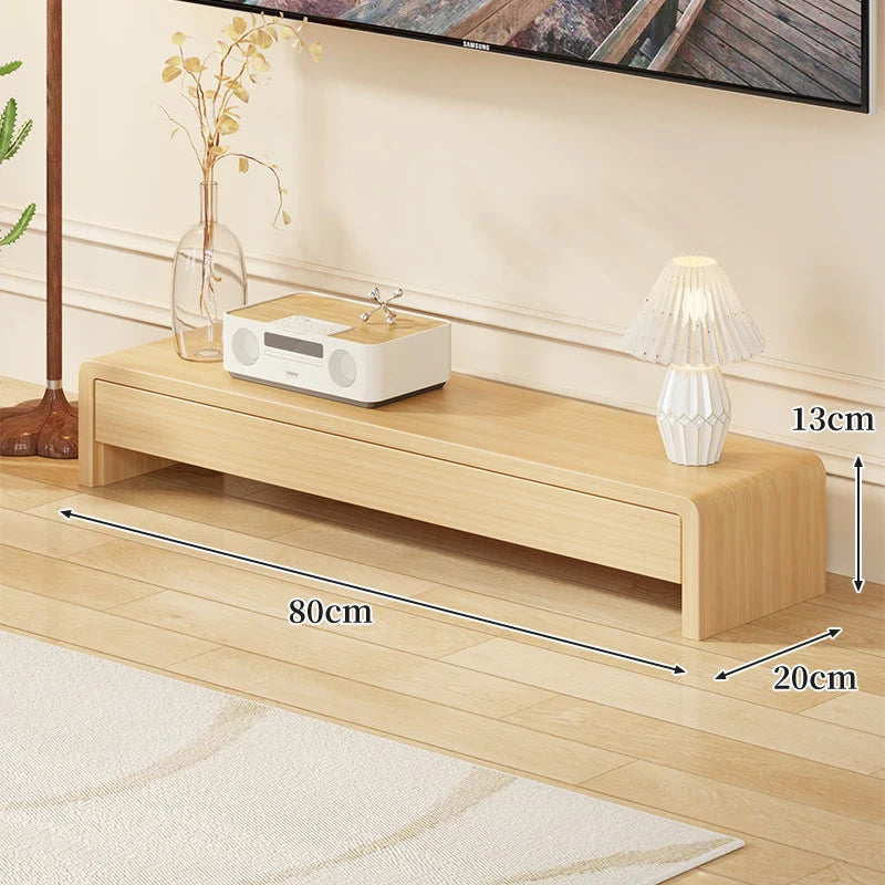 TV Media Console Low-Profile Wood Finish Open Leg Design
