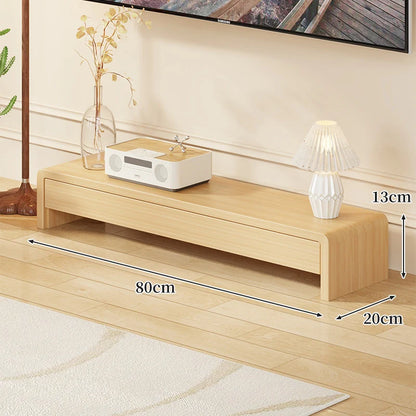 TV Media Console Low-Profile Wood Finish Open Leg Design
