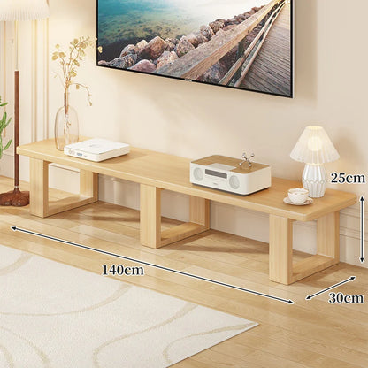 TV Media Console Low-Profile Wood Finish Open Leg Design