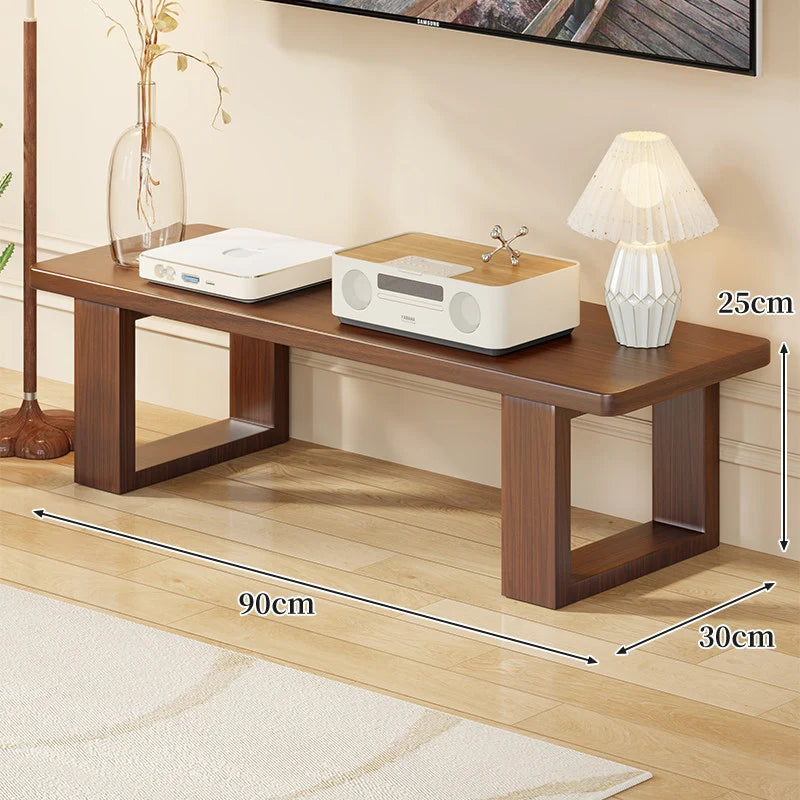 TV Media Console Low-Profile Wood Finish Open Leg Design