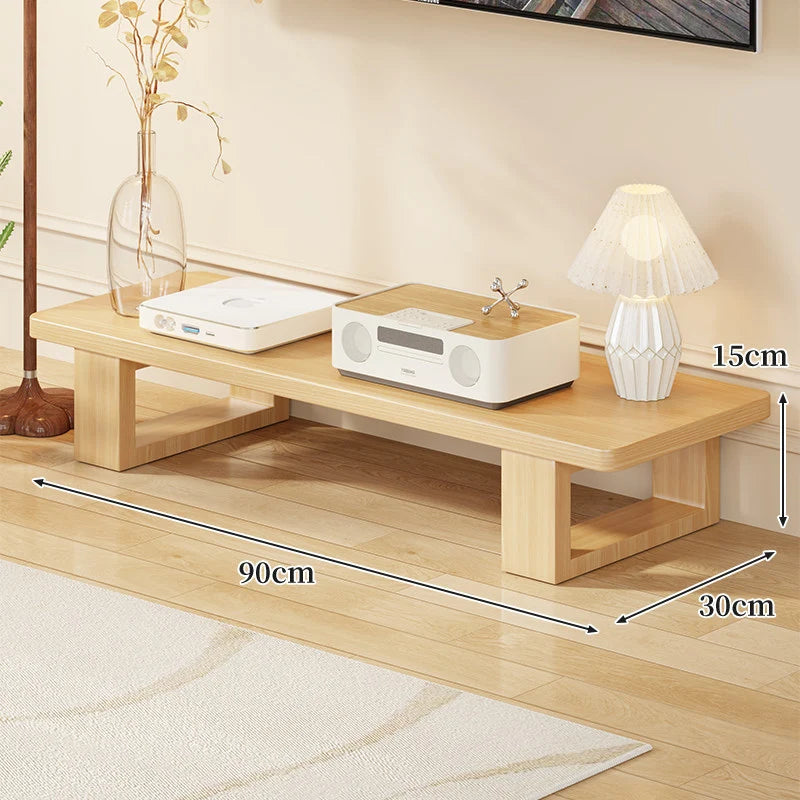 TV Media Console Low-Profile Wood Finish Open Leg Design