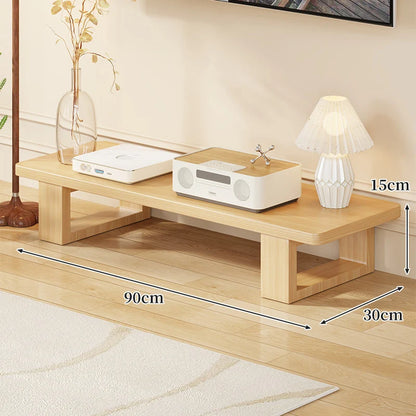 TV Media Console Low-Profile Wood Finish Open Leg Design