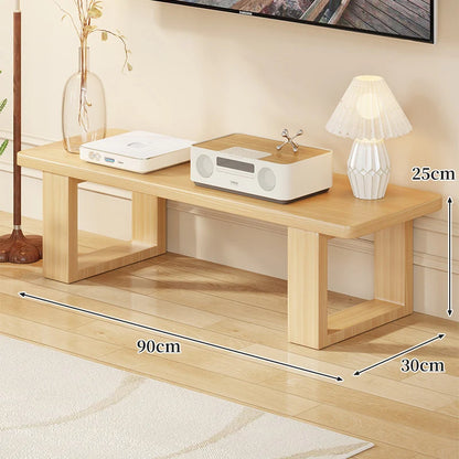 TV Media Console Low-Profile Wood Finish Open Leg Design