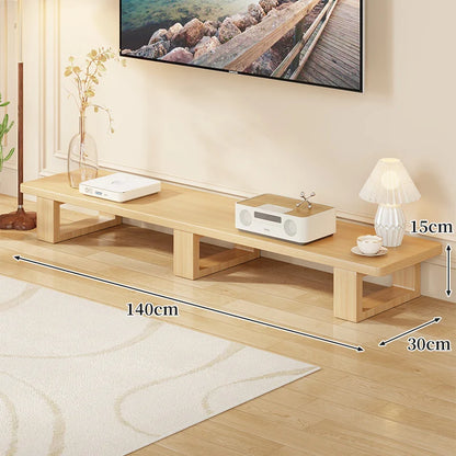 TV Media Console Low-Profile Wood Finish Open Leg Design