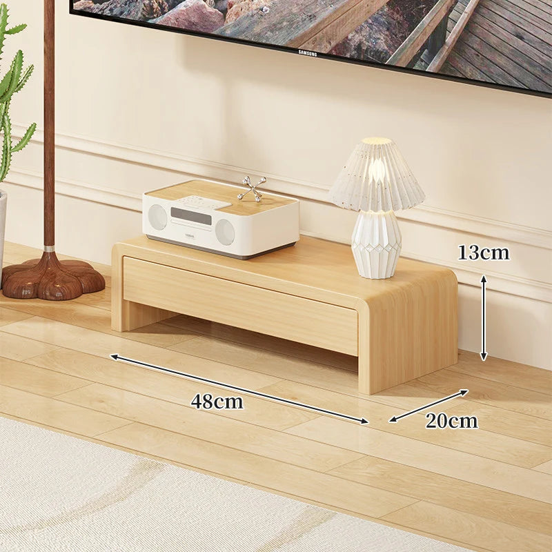 TV Media Console Low-Profile Wood Finish Open Leg Design