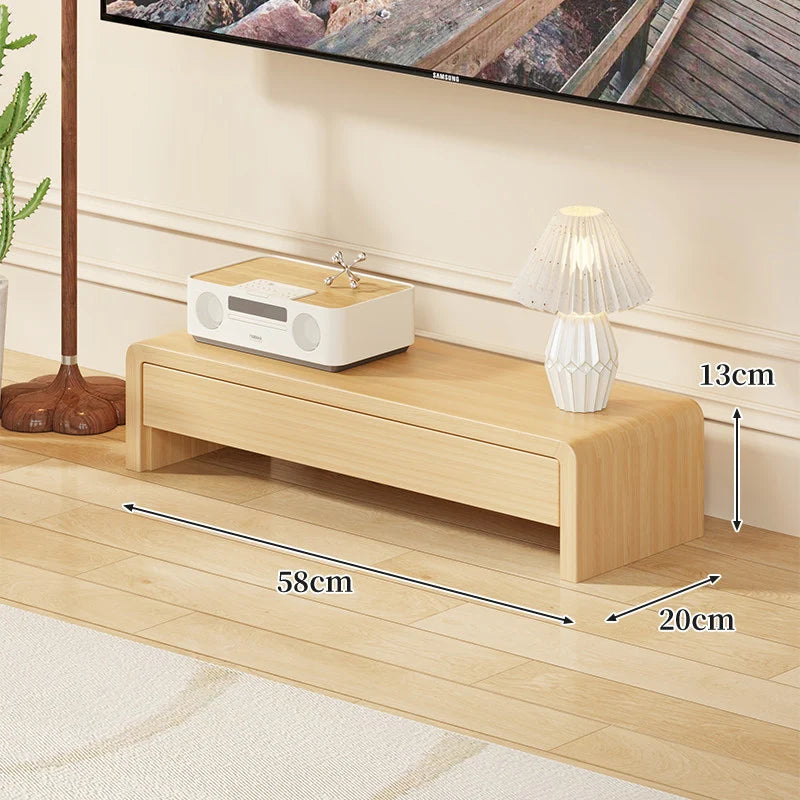TV Media Console Low-Profile Wood Finish Open Leg Design
