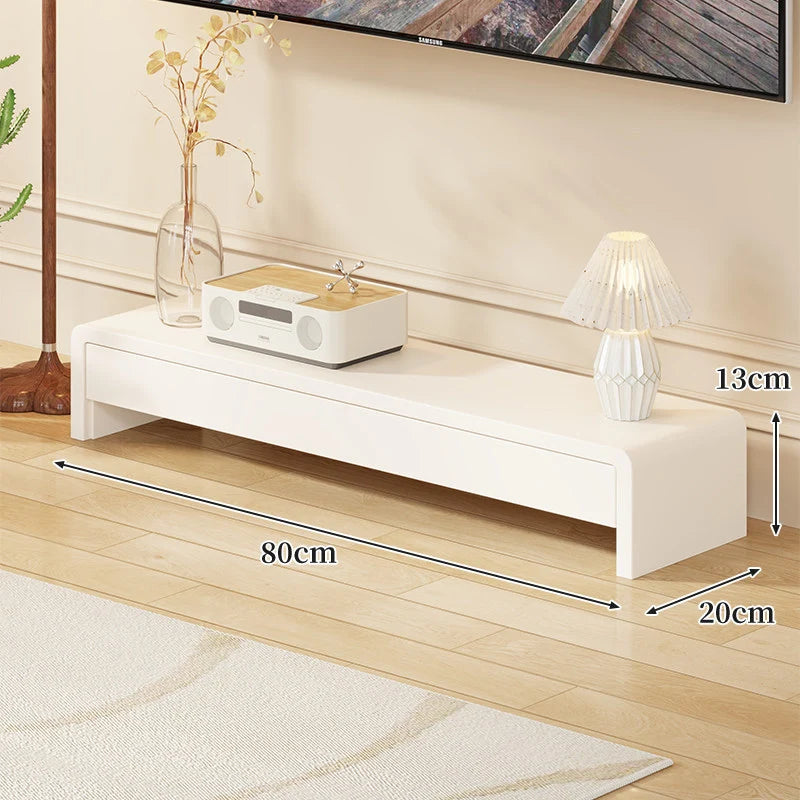 TV Media Console Low-Profile Wood Finish Open Leg Design