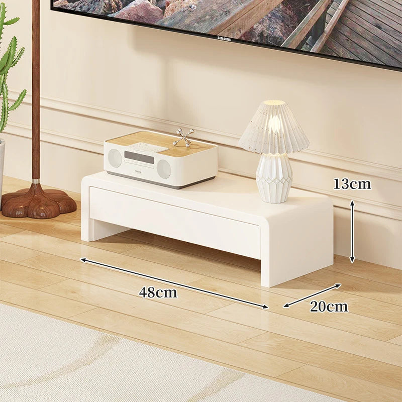 TV Media Console Low-Profile Wood Finish Open Leg Design
