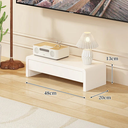 TV Media Console Low-Profile Wood Finish Open Leg Design