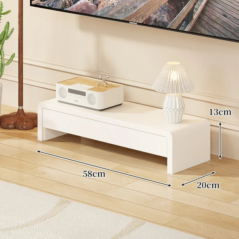 TV Media Console Low-Profile Wood Finish Open Leg Design
