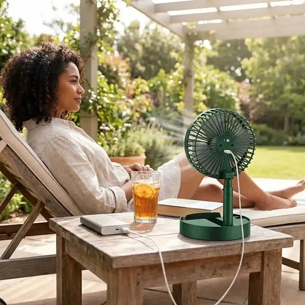 Table Fan Telescopic Stand USB-Powered & Phone Holder