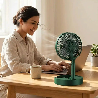 Table Fan Telescopic Stand USB-Powered & Phone Holder