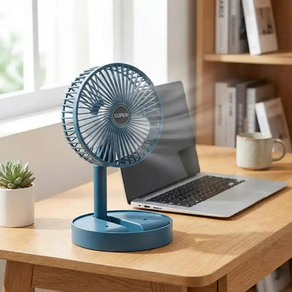Table Fan Telescopic Stand USB-Powered & Phone Holder
