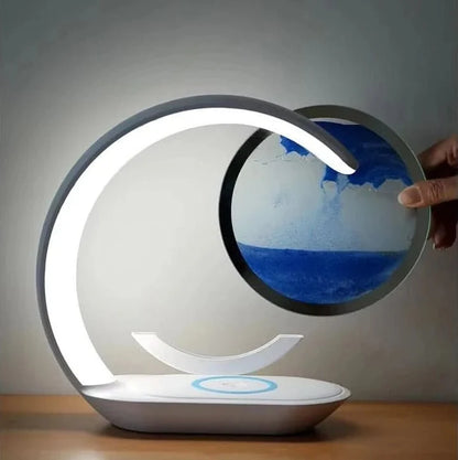 Table Lamp 3D Sand Display Touch Dimmer & Phone Charging