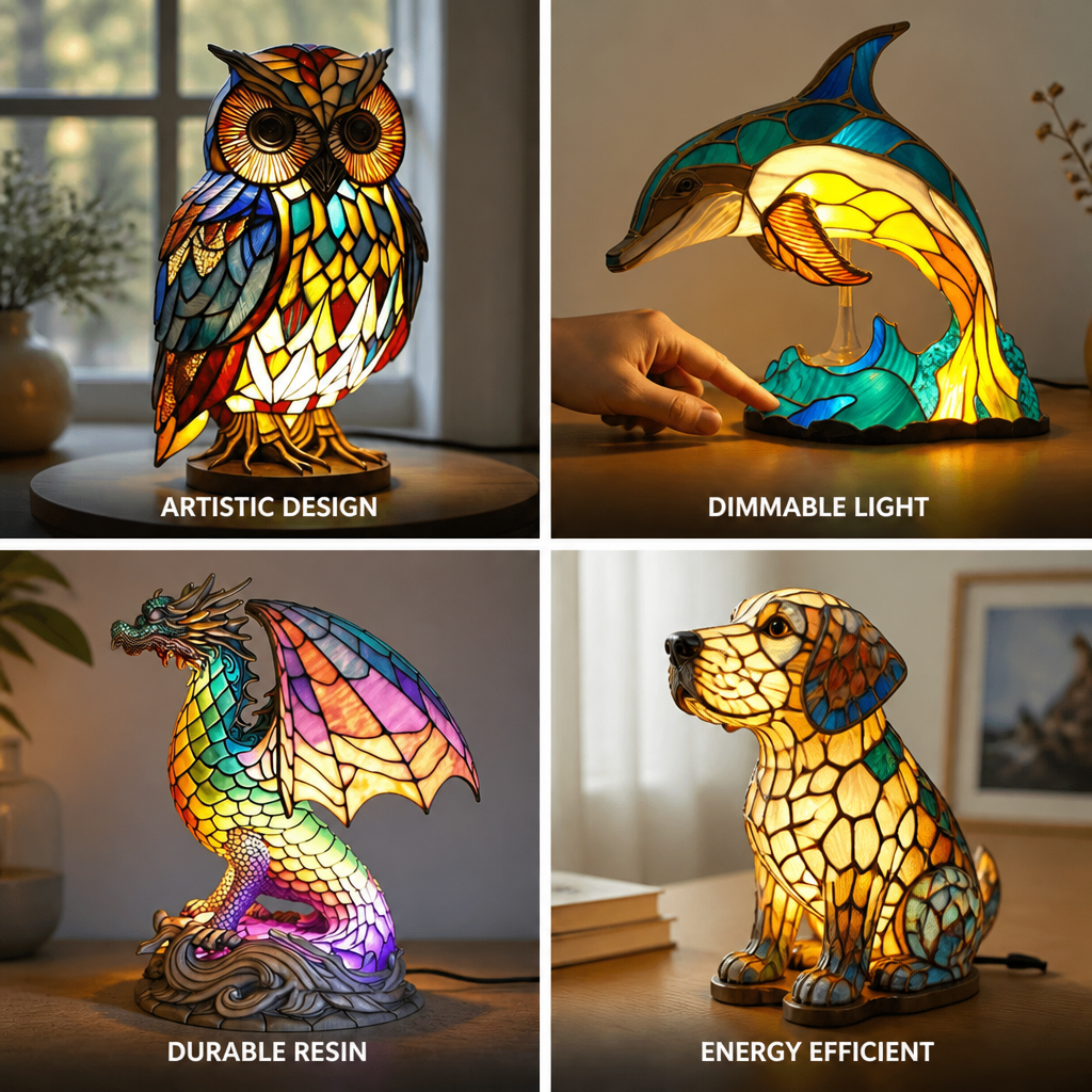 Table Lamp Animal-Shaped Resin Dimmable LED