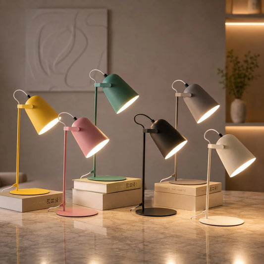 Table Lamp Bucket Design Macaron Colors Plug-In