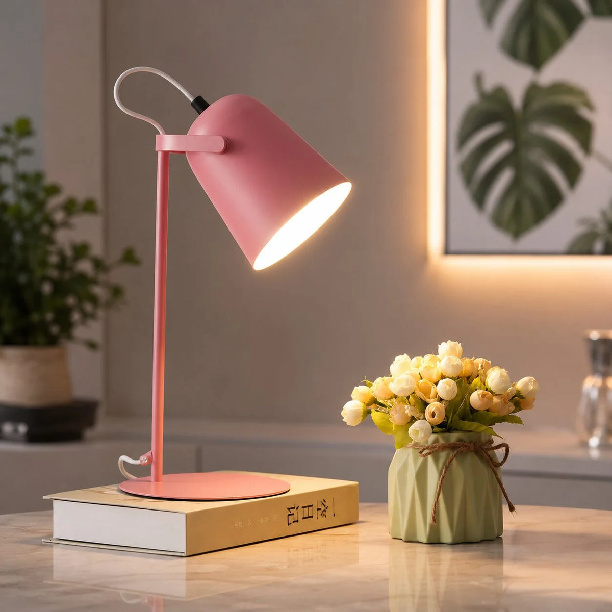 Table Lamp Bucket Design Macaron Colors Plug-In