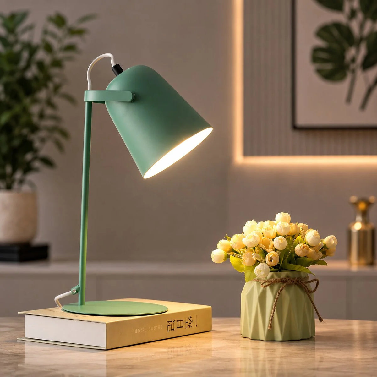 Table Lamp Bucket Design Macaron Colors Plug-In