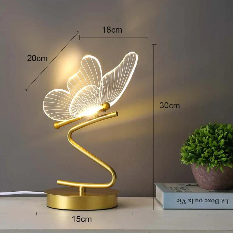 Table Lamp Butterfly Acrylic Wings Integrated Warm LED