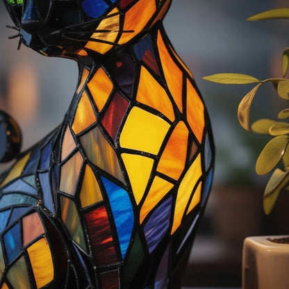 Table Lamp Cat Design Handmade Resin Warm White LED