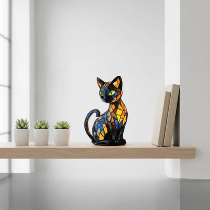 Table Lamp Cat Design Handmade Resin Warm White LED