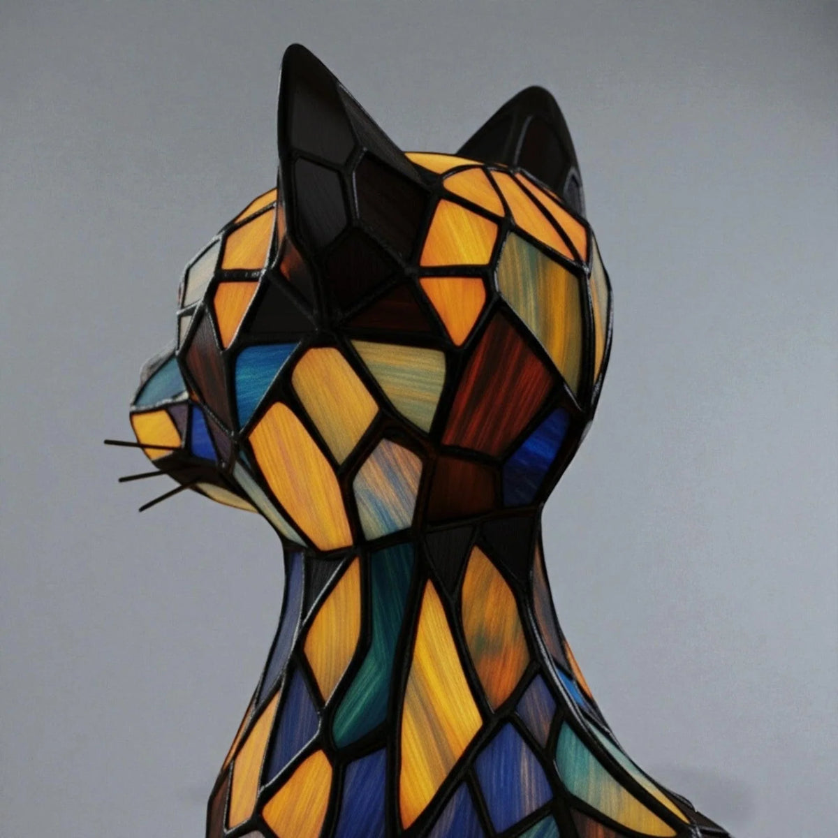 Table Lamp Cat Design Handmade Resin Warm White LED
