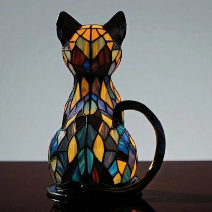 Table Lamp Cat Design Handmade Resin Warm White LED