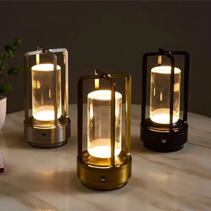 Table Lamp Cordless Dimmable Crystal-Inspired Design