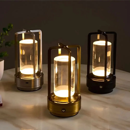 Table Lamp Cordless Dimmable Crystal-Inspired Design