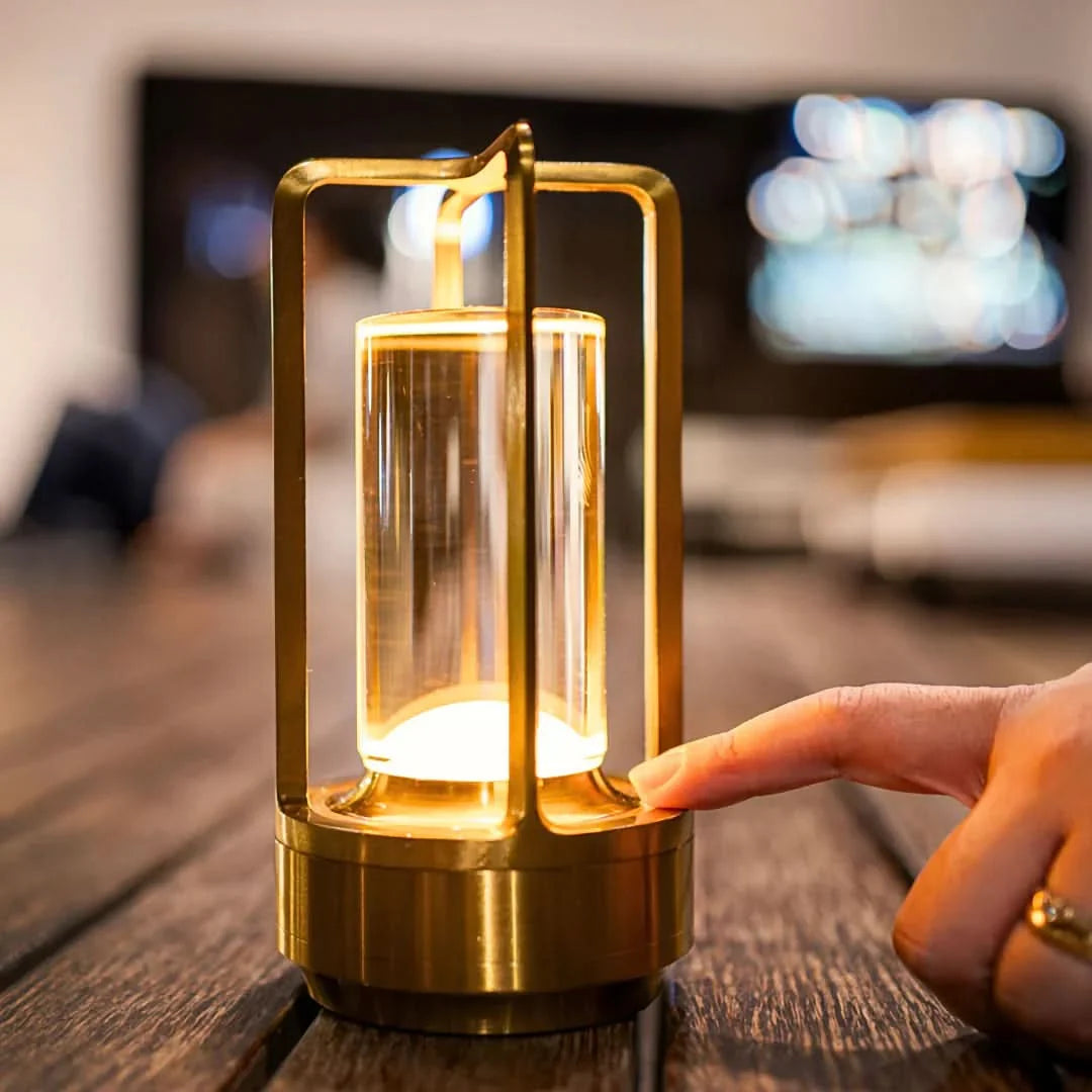 Table Lamp Cordless Dimmable Crystal-Inspired Design