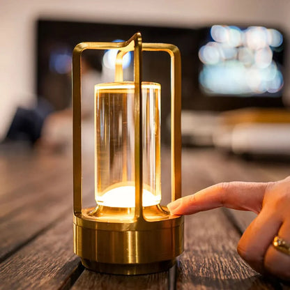 Table Lamp Cordless Dimmable Crystal-Inspired Design