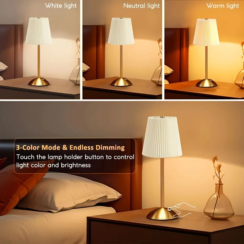 Table Lamp Cordless Rechargeable Touch Control Three Light Tones