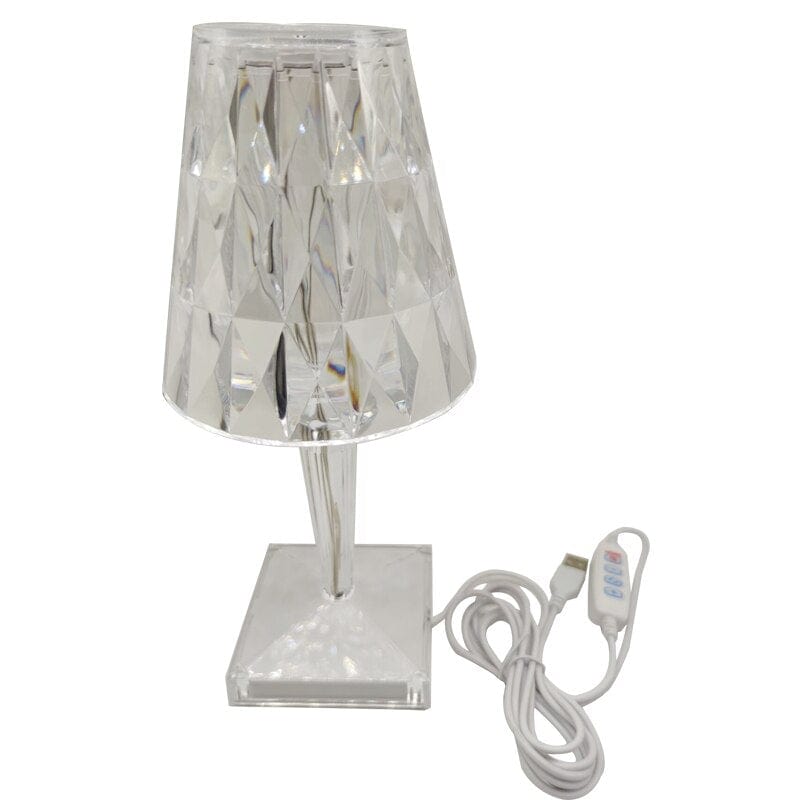 Table Lamp Crystal-Cut Acrylic USB Rechargeable Touch Control