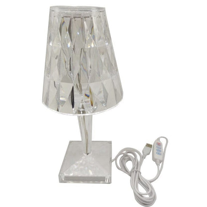 Table Lamp Crystal-Cut Acrylic USB Rechargeable Touch Control