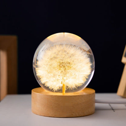 Table Lamp Crystal Floral Sphere USB Powered