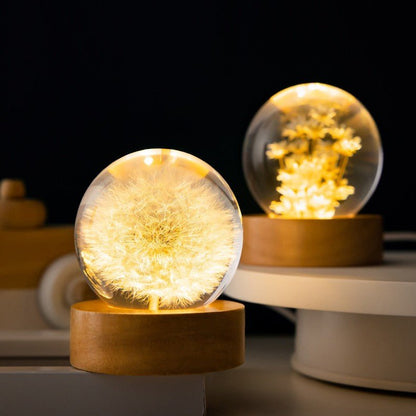 Table Lamp Crystal Floral Sphere USB Powered