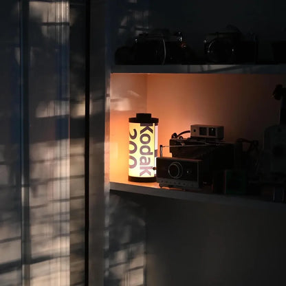 Table Lamp Film Reel Design Warm White Glow